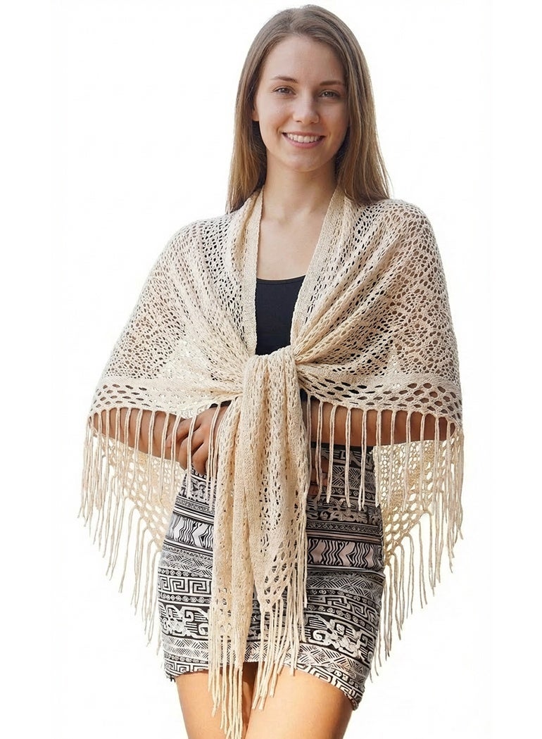 النساء الحياكة شال مع Tassel الجبهة تشويه كارديجان جوف خارج شالات باشمينا ملابس الموضة الشال الأساسي لحفلة المساء - Image 2